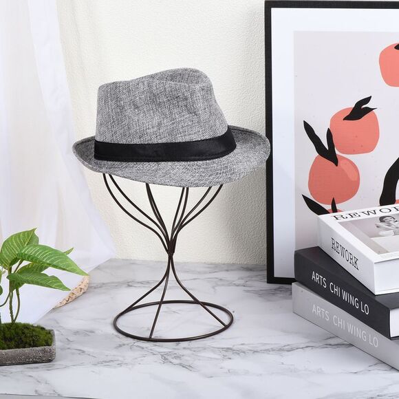 2pcs Metal Hat Display Stand Tabletop Hat Wig Rack Modern Closet Holder Bronze - Picture 6 of 6